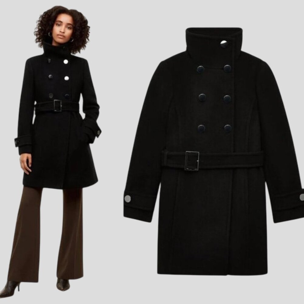 Aritzia T. BABATON Bromley Wool Cashmere Belted Military Peacoat Jacket - Picture 3 of 16